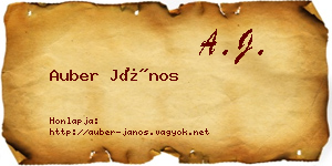 Auber János névjegykártya